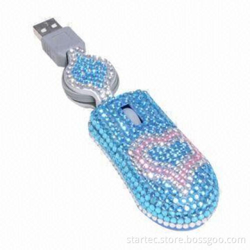 Mini Retractable Diamond/Crystal Optical Mouse, Suitable for Laptops and Computers, Ideal as Gifts